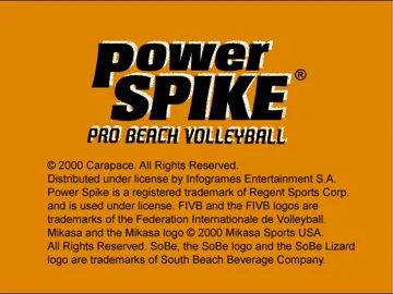 Power Spike - Pro Beach Volleyball (US) screen shot title